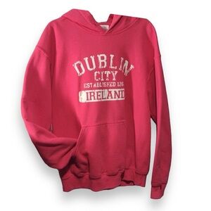 Dublin City Ireland 🇮🇪 Hoodie Sweatshirt Hot Pink Size Small
